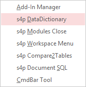 Data Dictionary menu